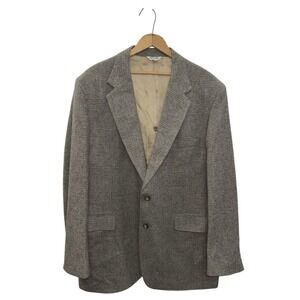 VTG 70s McRae's 100%‎ Wool Grey Plaid 44L Sport Coat Blazer USA Made Tweed Prep